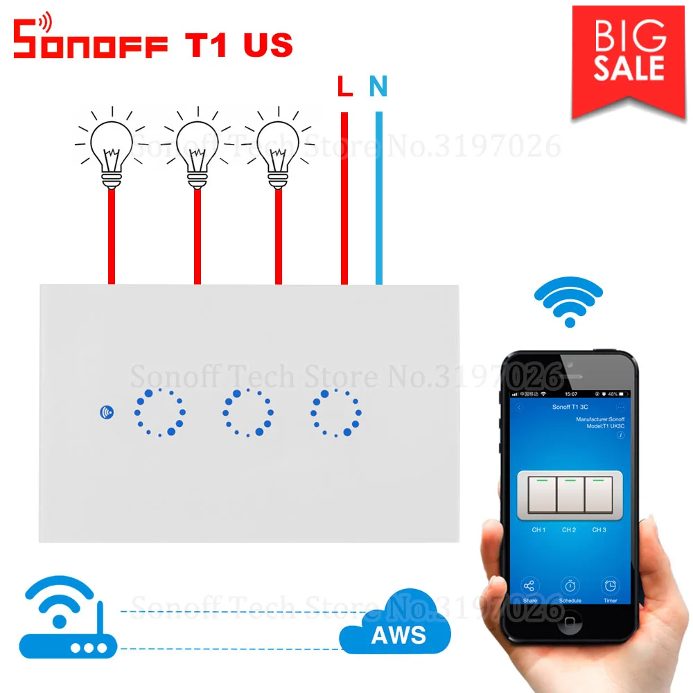 Aliexpress Com Buy Itead Sonoff T1 Us Wifi Wall Switch Wireless Light Relay 315mhz Rf Touch