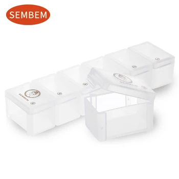

SEMBEM 6 Days Portable Tablet Pill Medicine Box Holder Detachable Storage Organizer Container Case Beauty Accessories Box