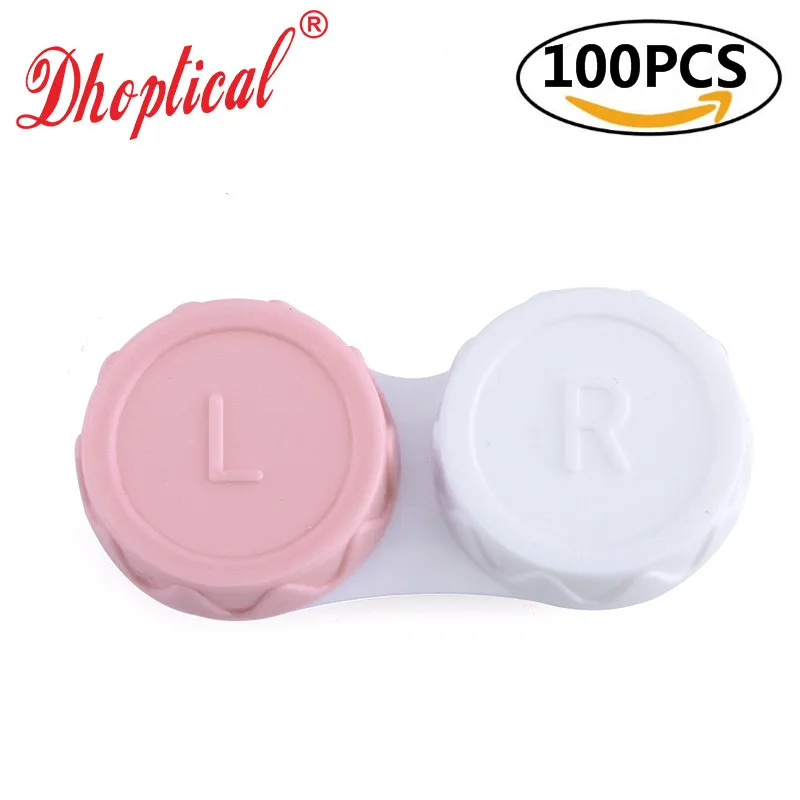 100 шт Футляр для контактных линз оптом низкая цена красочные аксессуары для очков магазин по dhoptical - Цвет: Розовый