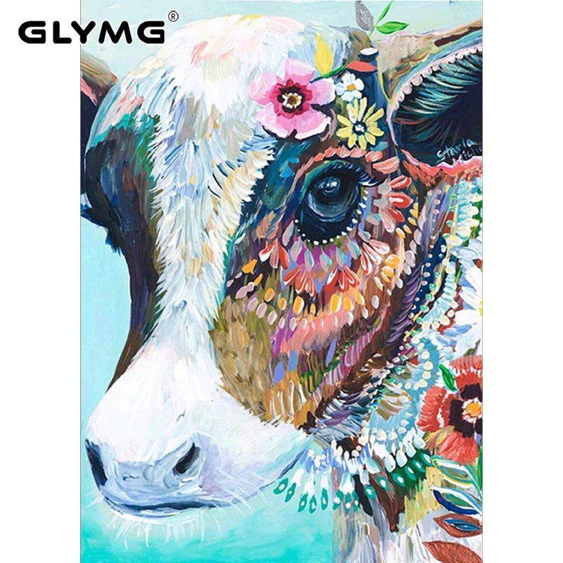 GLymg 5d Diy Diamond Painting Full Drill Cow Cattle Animal Series Diamond Embroidery Cross Stitch Full Square Home Decoration