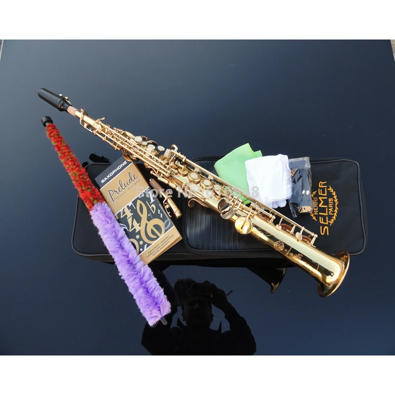 Wholesale Beautiful golden Bb straight soprano saxophone saxophone France Henry Reference 54