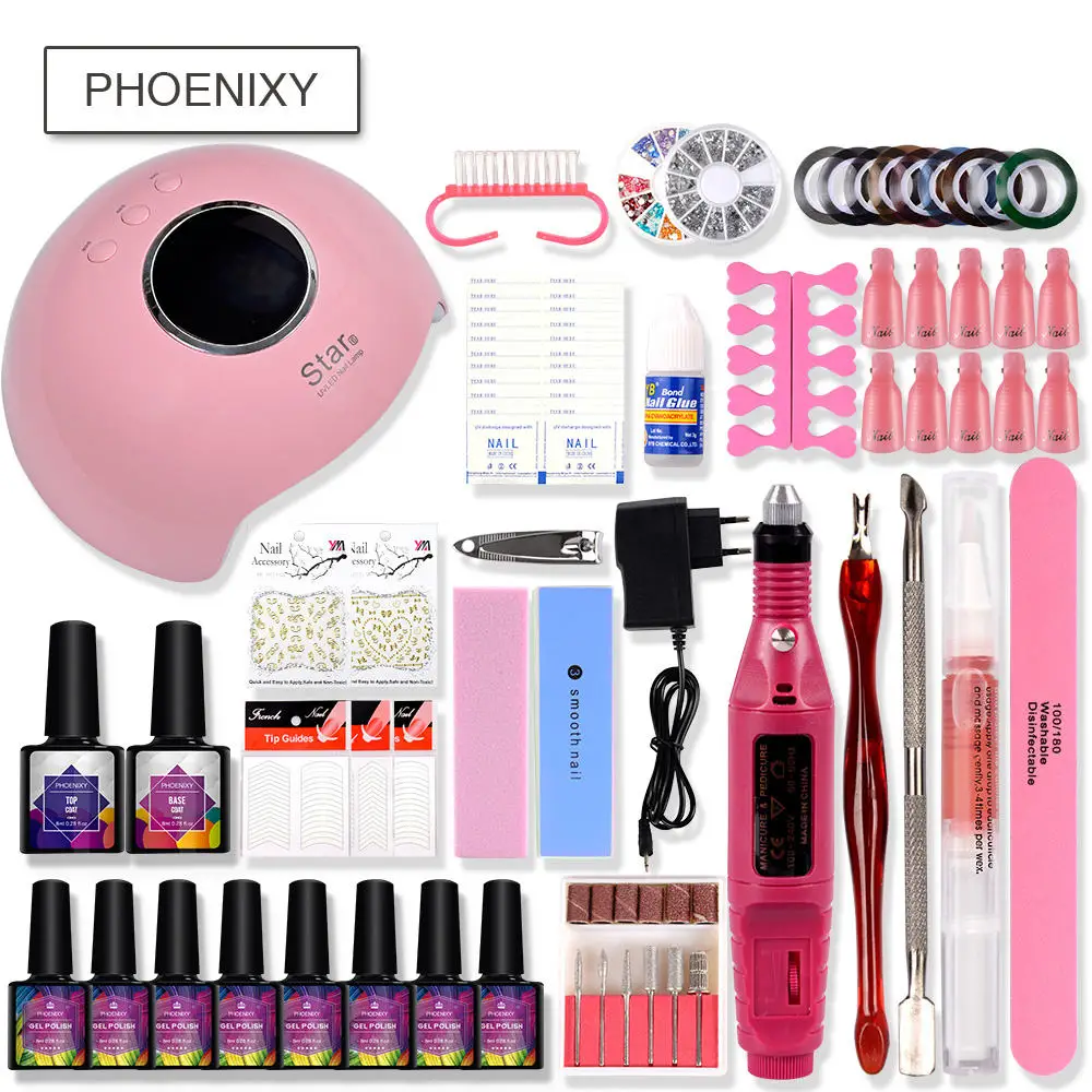 Nail Set 36w UV LED Lamp For Nail 20 Color Gel Polish Nail Drill Machine Manicure Electric Manicure Handle Kit Manicure Set - Цвет: choose 8 color