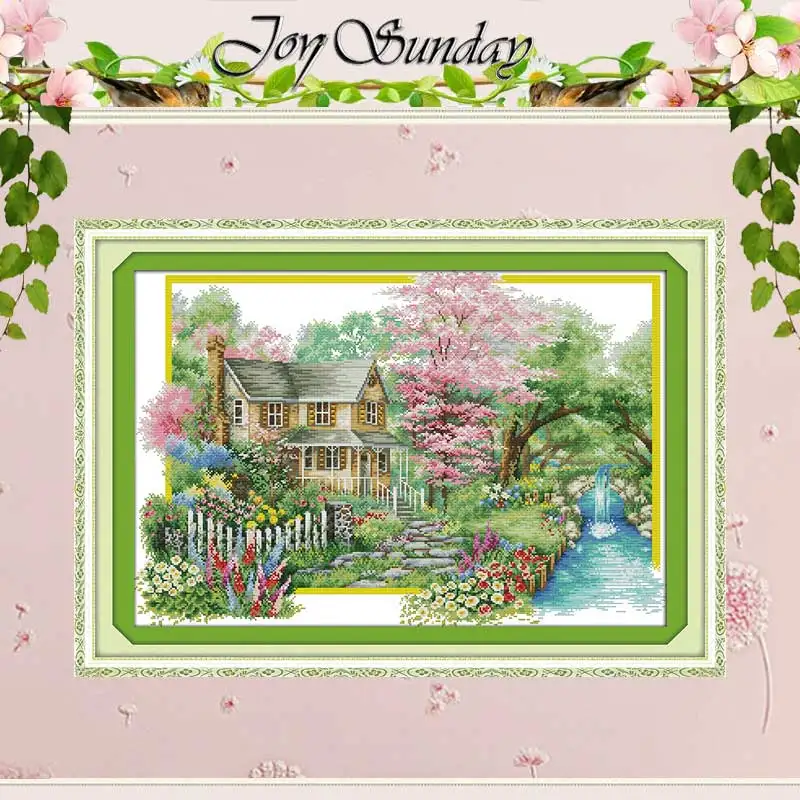 

Flowers villa Patterns Counted Cross Stitch 11CT 14CT Cross Stitch Set Wholesale scenery Cross-stitch Kit Embroidery Needlework