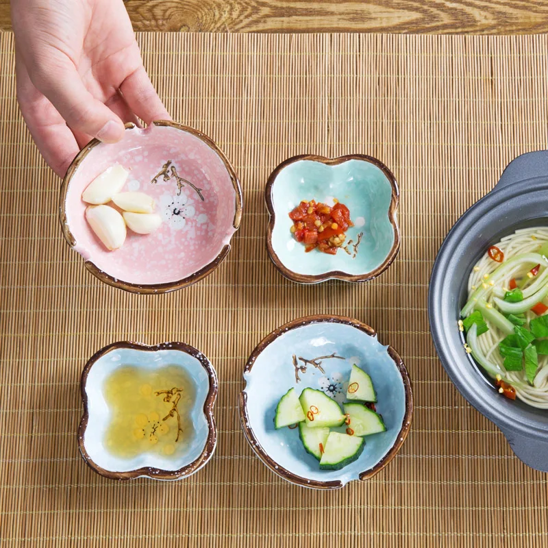 Подглазурное цветное керамическое блюдце кухонная посуда cole сезон блюдо блюдце соевый соус блюда суши-посуда приправа Слива узор
