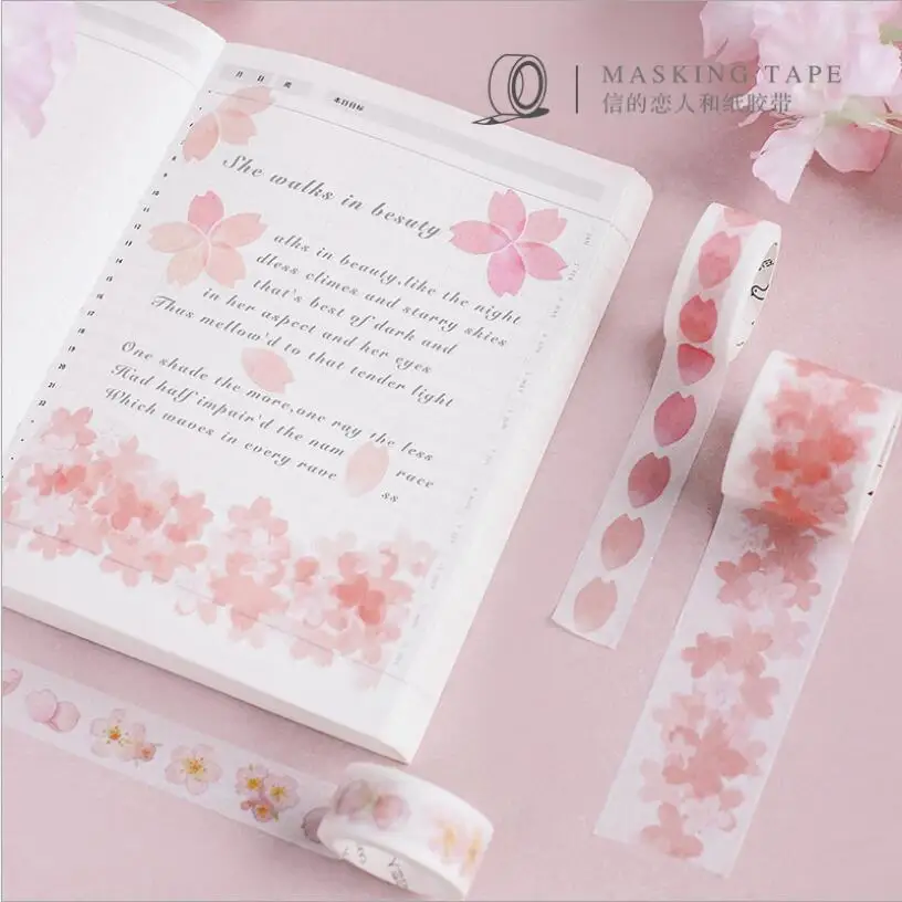 3 шт./лот Сакура Цветочный милый бумажный Маскировочный набор васи ленты японские