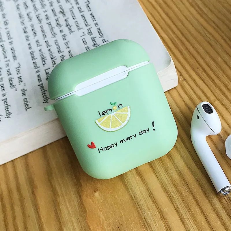 Силиконовые сумки для Air Pods лимонный арбуз Авокадо Фрукты кошка лапа собака корги мультфильм чехол для Airpods беспроводной Bluretooth наушники - Цвет: happy every day