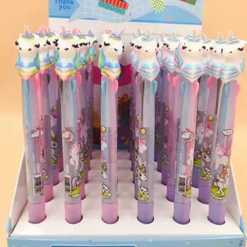 

4 pcs/Lot 3 color ink 0.5mm refill ballpoint pen Cute Unicorn Cartoon ballpen Stationery Office accessories school supplies