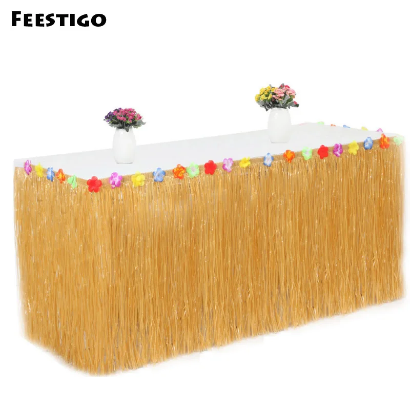 1PCS 275*75cm Artificial Plastic Grass Hawaiian Table Skirt Tropical Luau Party Decoration Summer Beach Birthday Supplies | Дом и сад