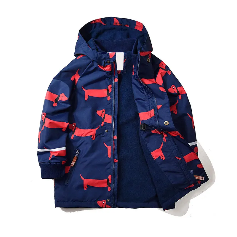 

Boys Girls Winter Coat Dachshund Dog Printing Children Autumn Clothes Outerwear Windbreaker Navy Blue for3 4 5 6 7 8 9 10 Years