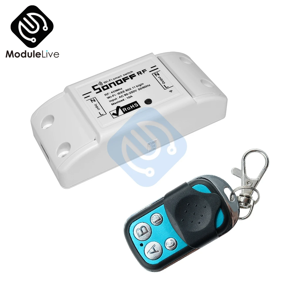 

Itead Sonoff RF WiFi Smart Switch 433Mhz RF Receiver Intelligent Wireless Remote Control For Smart Home Wifi Switch 10A 2200W