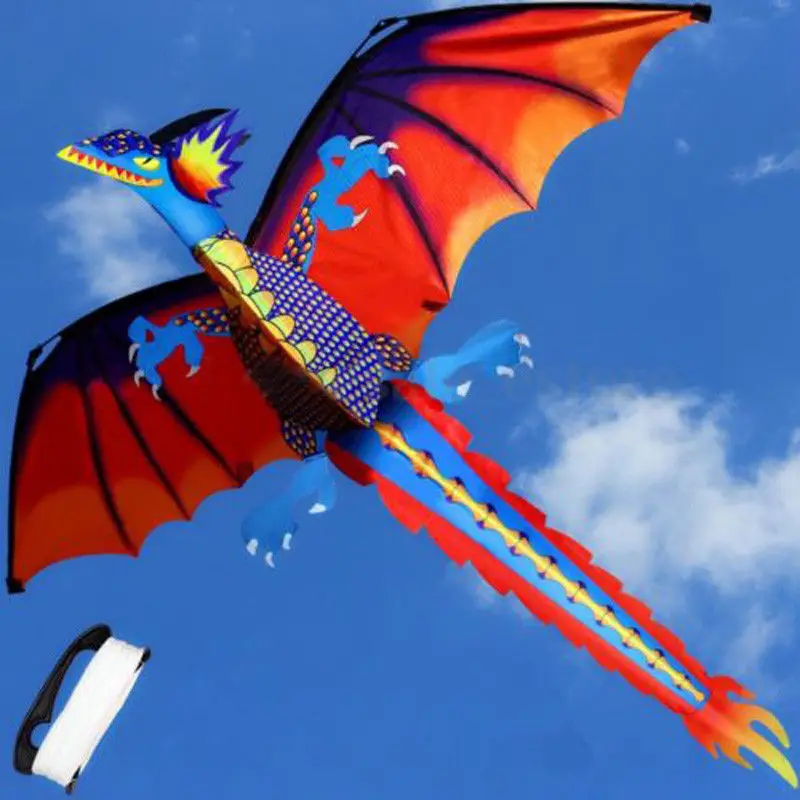 3D Dragon 100M Kite Single Line With Tail Kites Outdoor Fun Toy Kite Family Outdoor Sports Toy Children Kids NEW