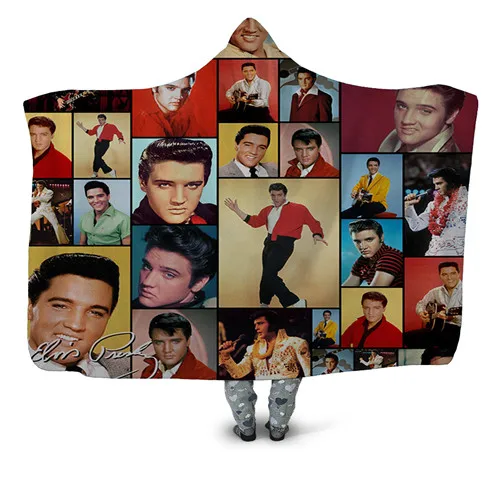 Elvis Presley постер печати с капюшоном одеяло для взрослых король Шерпа флис женщина пледы одеяло из микрофибры для дивана - Цвет: HBKH1363