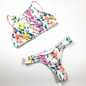 

Bikinis 2019 Swimsuit Floral Swimwear Women Sexy Push Up Female Bandage Bikini Set Brazilian Bathing Suit Beachwear