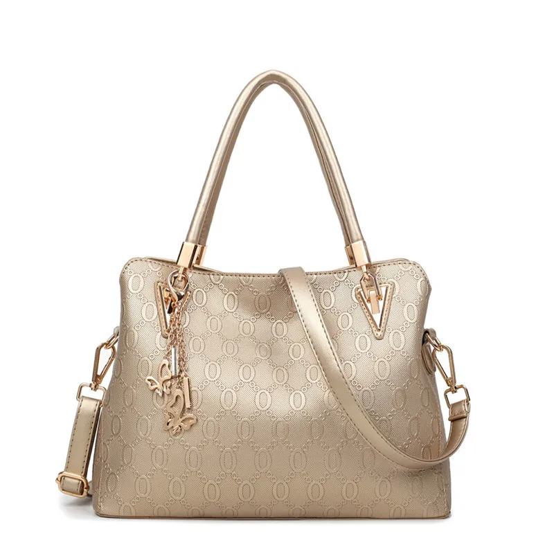 2017 Embossing Elegant Women Top handle Handbag Pu Leather Large