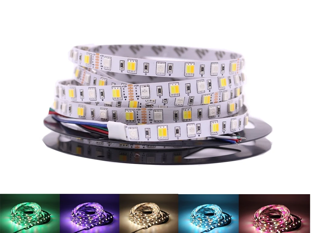

12 V LED Strip Light 5050 RGB RGBW RGBWW DC 12V 5M 60LED/m Waterproof Led Light Strip Flexible Neon Diode Tape Lamp TV Backlight