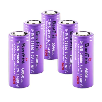 Batería de ion de litio recargable para cigarrillo electrónico PILA DE ION de litio de 26650 V, recargable de 3,7, 26650 mAh para cigarrillo electrónico, vaporizador LED, linterna 6000 b009