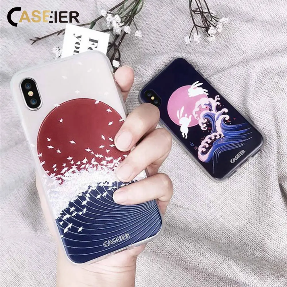

CASEIER Patterned Case For iPhone 6S 6 Plus 7 8 Plus Ultra Thin Japanese Soft Back Cover For iPhone X 5s 5 SE Cases Conque Capa