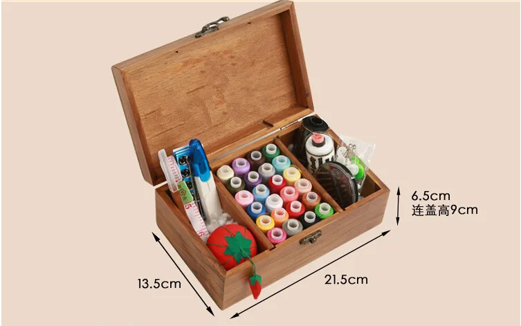DIY деревянный швейный набор в коробке иглы ленты ножницы многофункциональные нитки швейные инструменты Аксессуары швейные наборы для дома и путешествий с