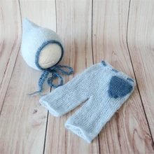 Одежда для новорожденных, комбинезон вязаный ангорковый шляпа и брюки полный комплект), Одежда для новорожденных, мягкая детская шапочка, реквизит для фотосессий