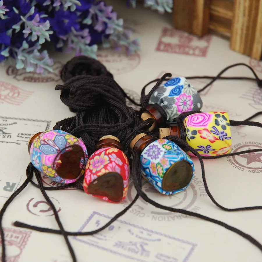 

Free Shipping 100 pieces/set Essential oil diffuser /Trigonous/Polymer clay perfume bottle/bohemian style Tourist souvenirs