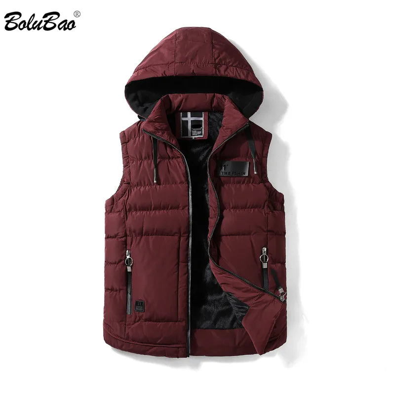 

BOLUBAO New Brand Men Sleeveless Vest Winter Male Slim Vest Men's Windproof Warm Waistcoat Detachable Hooded Vest Coat
