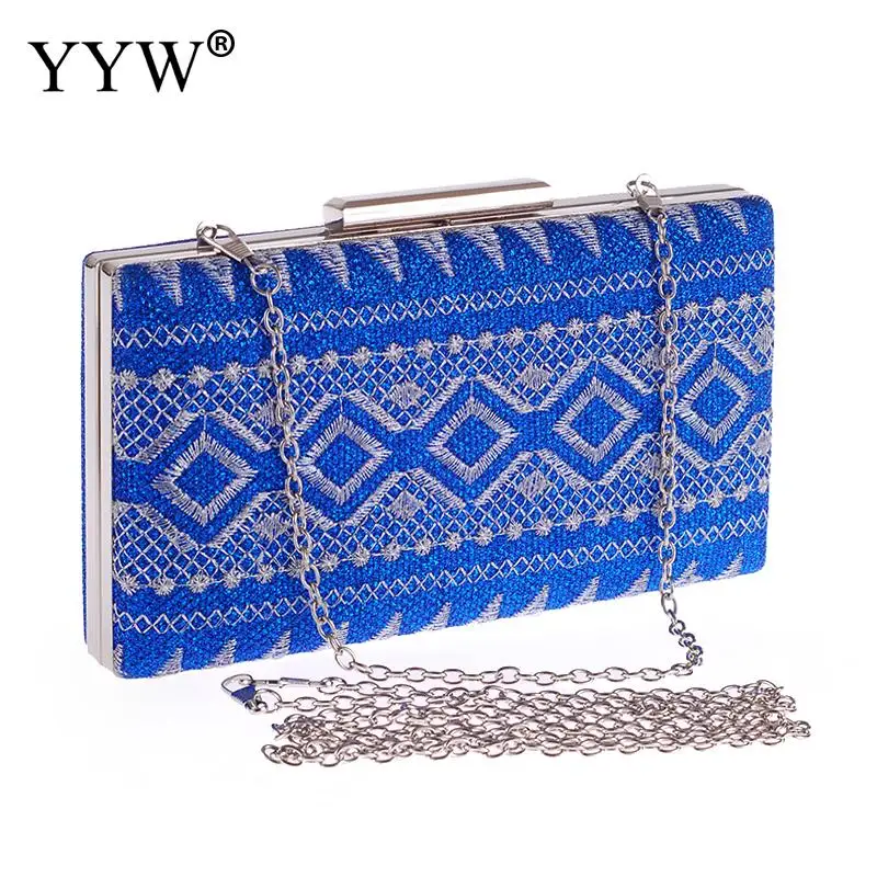 

New 2018 Arrival Women Messenger Bag Embroidered Geometric Lattice Patchwork Handbag Small Patry Clutch Lady Cute Evening Bag