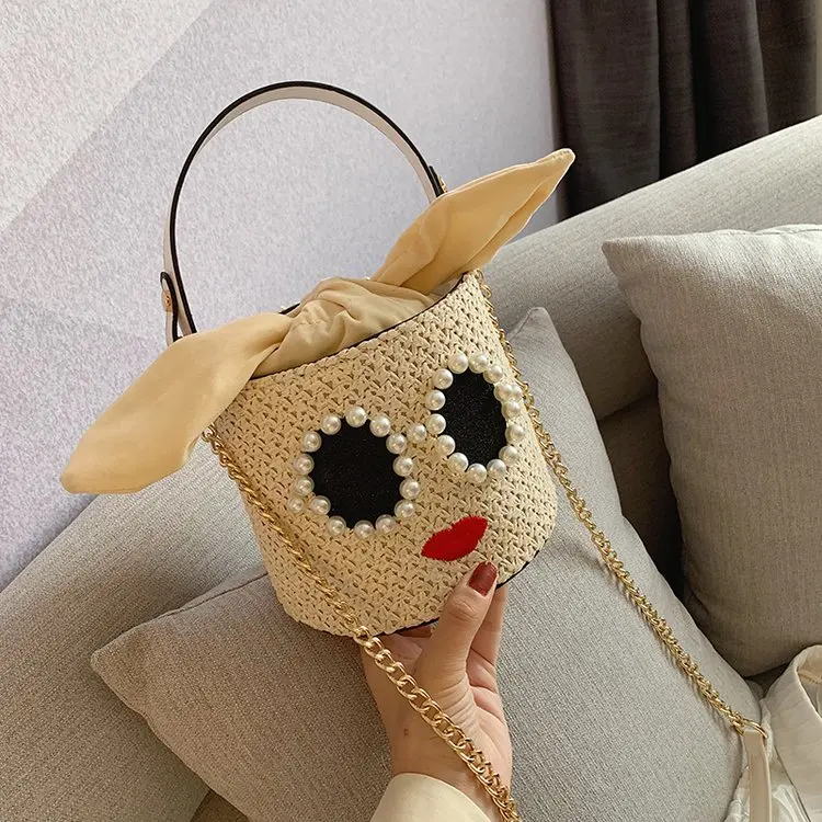 fashion simple bucket bag women's designer handbag high quality linen high quality single shoulder slant straddle bag qq444