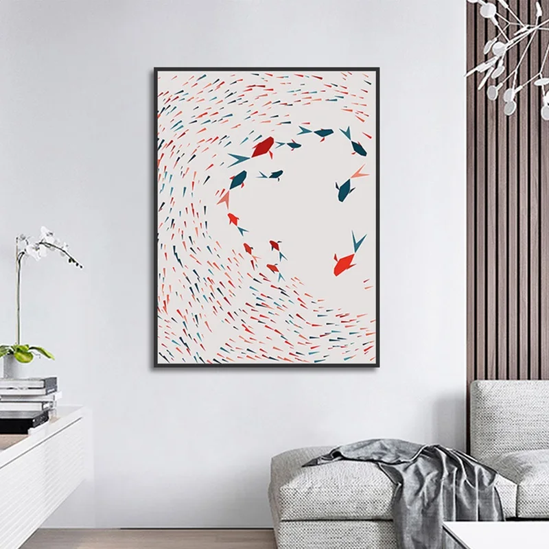 

Chinese Style Home Decoration Canvas Painting Vintage Watercolor Koi Fish Animals Posters Print Wall Art Picture For Bedroom