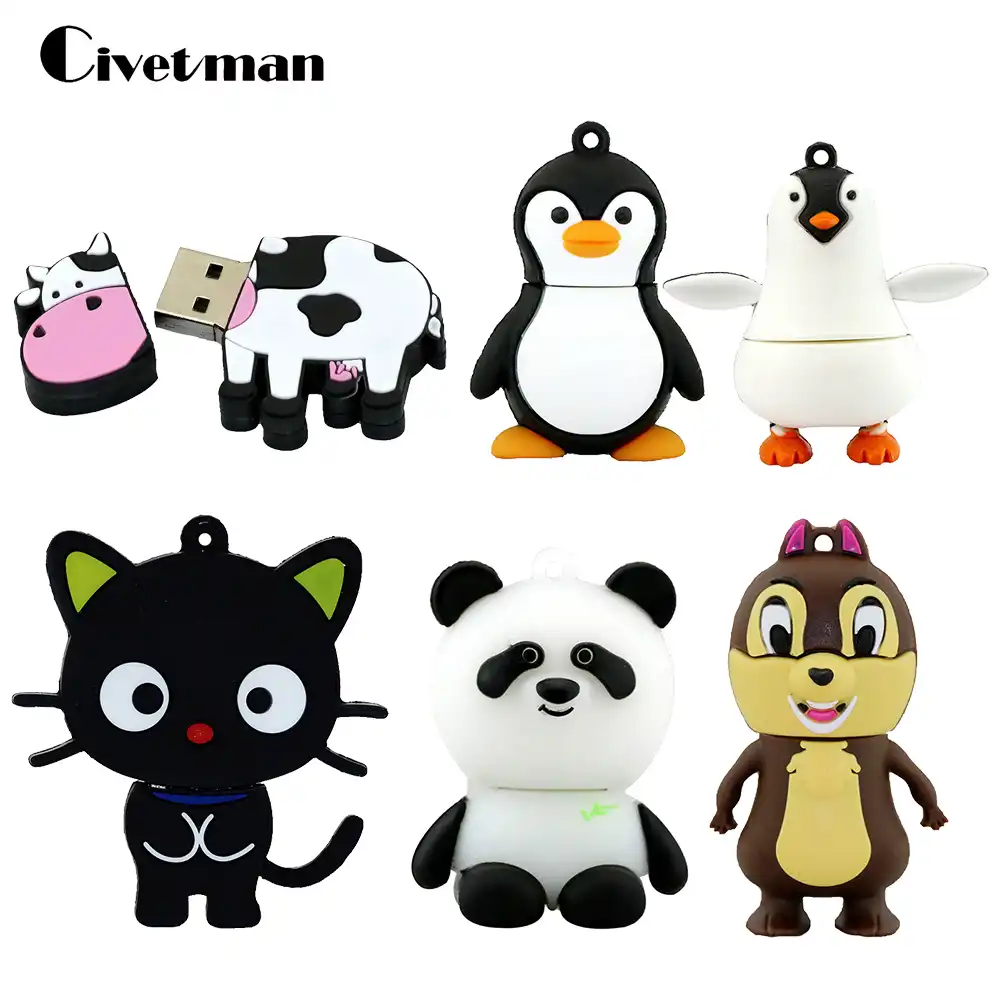USB Flash Drive Hewan Penguin Kucing Pena Drive Kartun