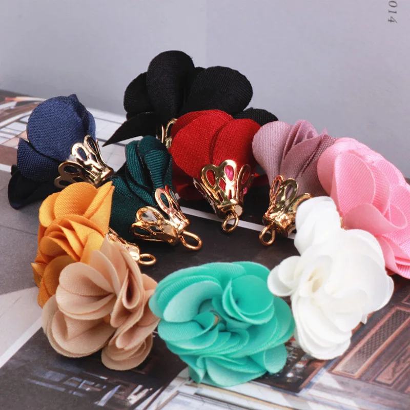 Новая мода изысканная Корейская версия цветок кисточкой Цветы DIY материал ручной работы Лук Форма Серьги Аксессуары для волос