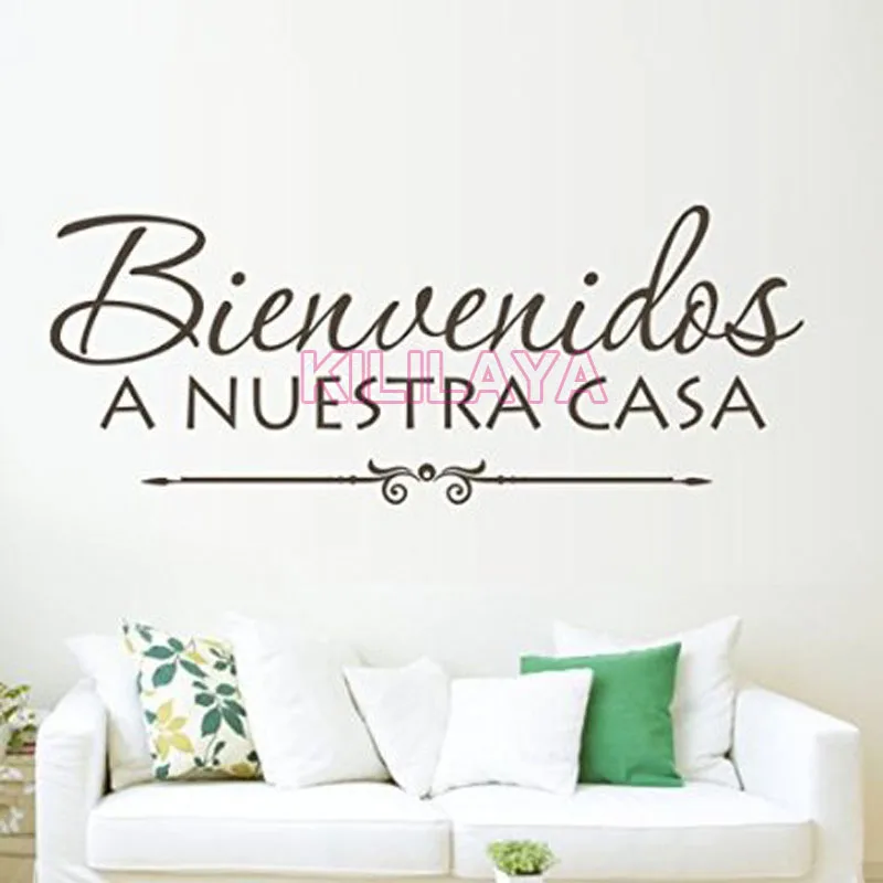 Vinyl Wall Stickers Spanish Quote Bienvenidos A Nuestra Casa Wall Decals Art Home Decor