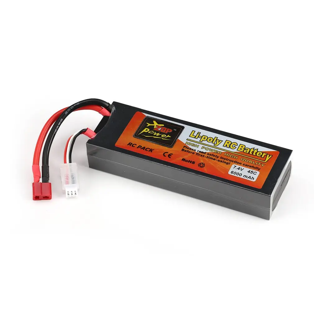 ZOP power 7,4 V 6000 mAh 45C 2 S 1 P Lipo батарея T Plug перезаряжаемая для RC гоночный Дрон Квадрокоптер вертолет модель автомобиля лодки