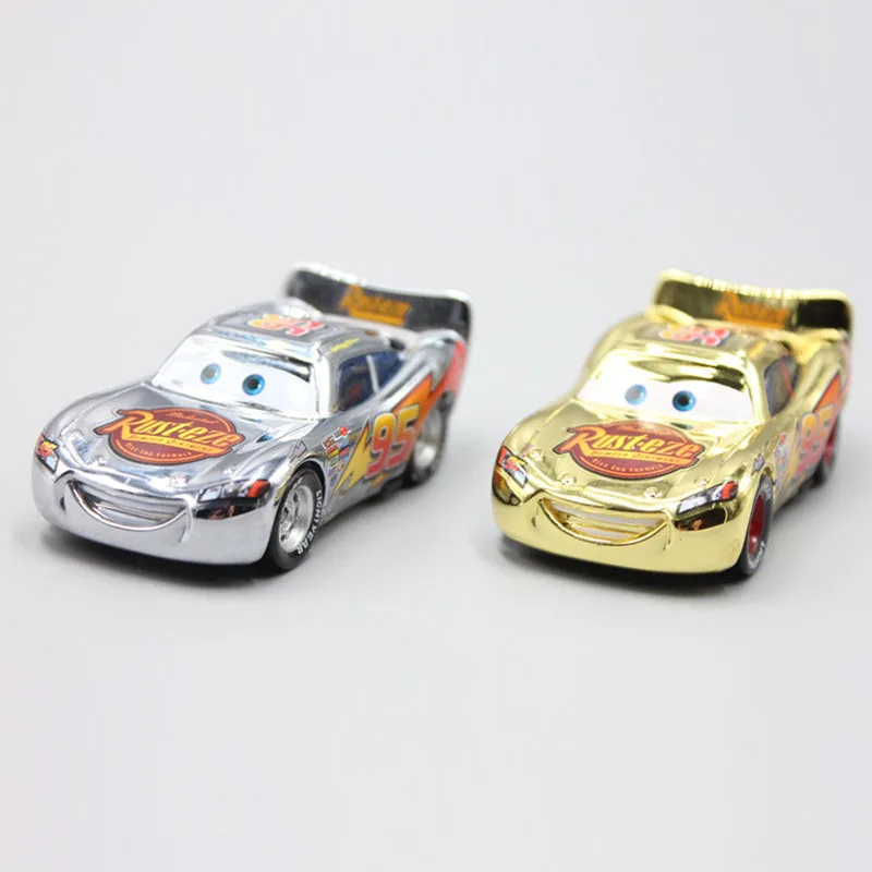 Pixar Cars 3 шт./партия Золотая Серебряная полицейская молния McQueen литая металлическая Игрушечная машина для детей подарок 1:55 свободное Новое - Цвет: 2pcs lot