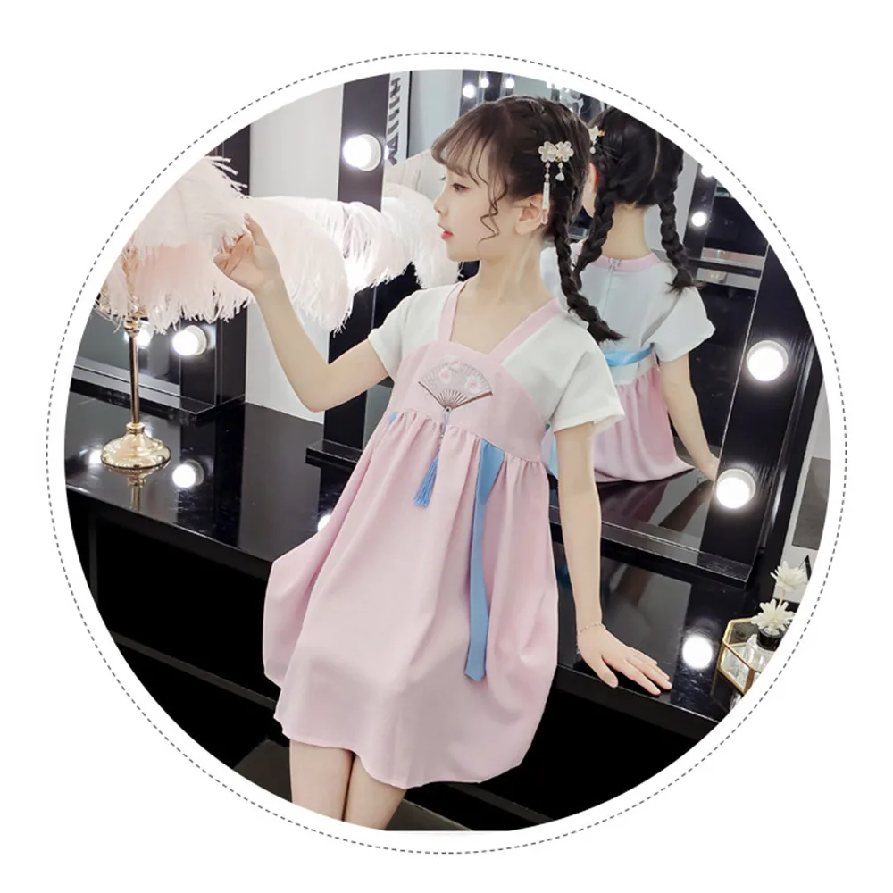 

2019 New Trend Girl Hanfu Summer Retro Dress Chinese Style Embroidery Super Fairy Dress Children Little Girl Fairy Girl Costume