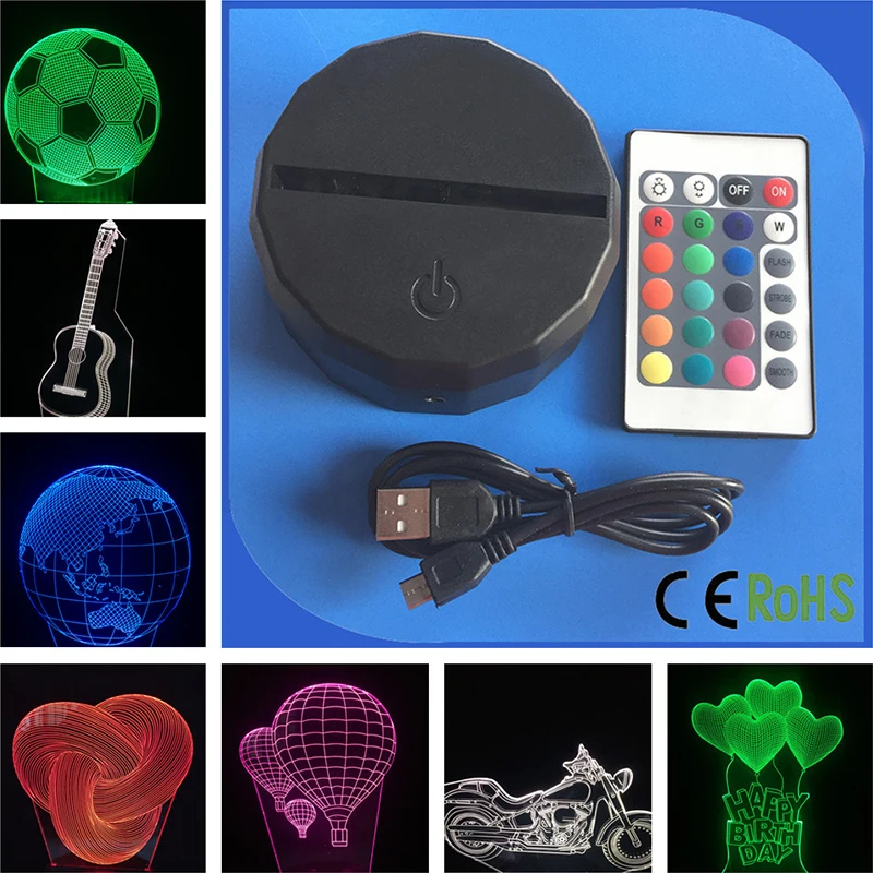 

Light Base Luminous Night Light Touch Remote Control Colors Gradient Fixture 3D Acrylic Light Replacement Table Lamp Bases