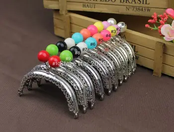 

50pcs mix color 8.5 cm Metal Purse Frame candy ball arc kiss clasp for pures Handle for Bag Sewing Craft Tailor Sewer
