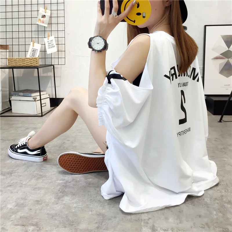 

2019 cool style batwing sleeve letter print t-shirt tops summer female streetwear style O-neck short sleeve T-shirts women Tees