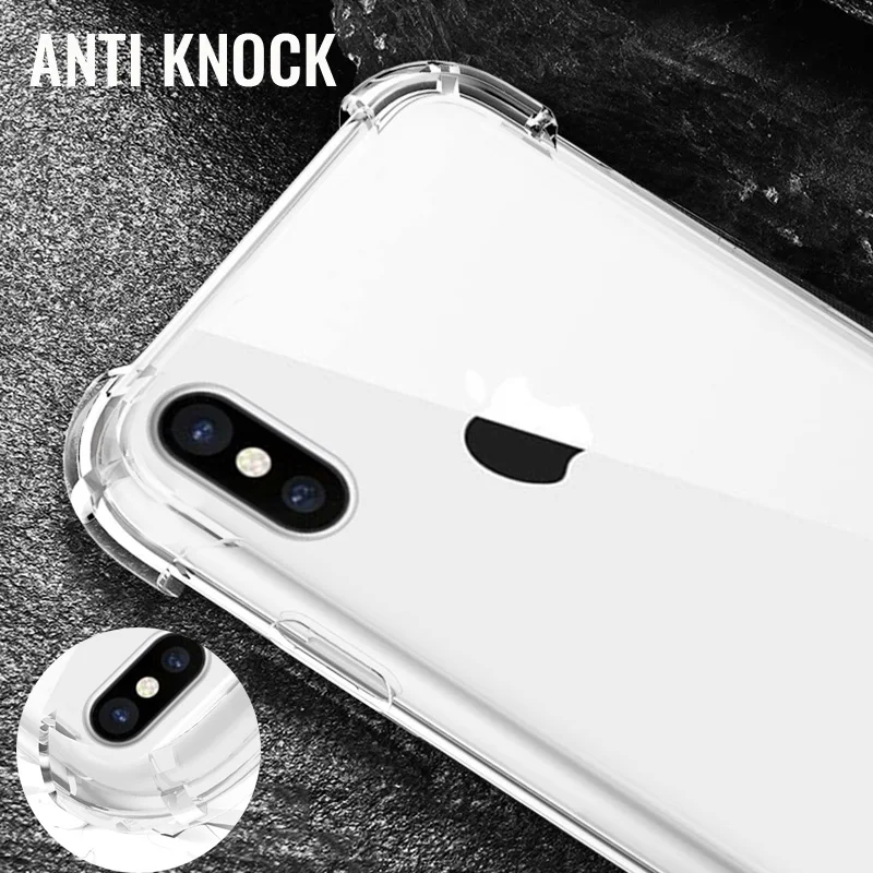 

Clear Anti Knock Soft Silicone Phone Case For iPhone 7 8 Plus X XS Max XR Transparent Back Cover For iPhone 6 6s Cases Soft Capa