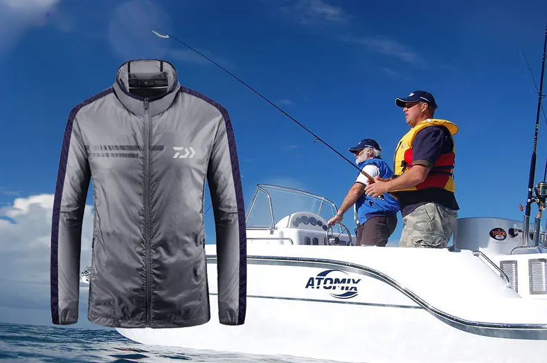Roupas de Pesca ao ar Acampamento com Capuz Jaquetas de Seda Gelo à Prova Daiwa Livre Secagem Rápida Hidrofóbica Roupas Casuais Respirável Dwaterproof Água 2 Roupas de pesca