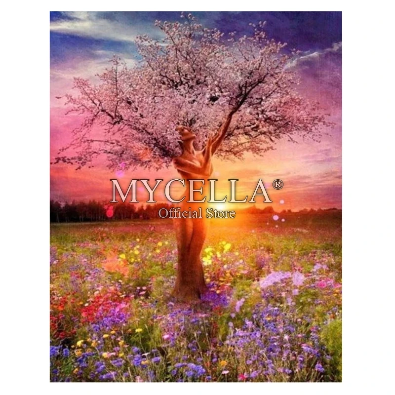 Full Diamond Animal Trees House Embroidery Rhinestone Cross Stitch Arts Craft Supply for Home Wall Decor DIY 5D Diamond Painting Kit