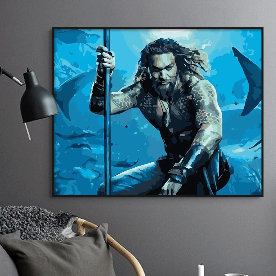 Aquaman картина маслом по номерам наборы для взрослых настенное Искусство DIY