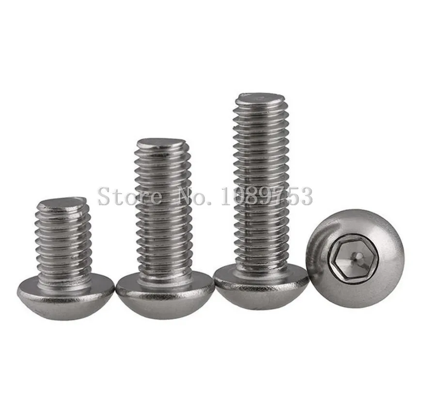 M4 4mm A2 304 Stainless Steel Button Head Hex Socket Screws Round Head ISO73_