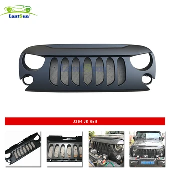 

Car Accessories Grille Front Matte Black Transformer Grille Grid Grill With Mesh Insert for jeep wrangler 2007-2017 Lantsun