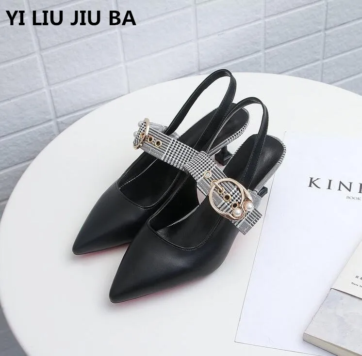 

2019 New Fashion buckle Women Sandals Spring Summer Sandal Shoes Woman Pointed Toe PU Leather Beach Casual Sandalias Mujer **811
