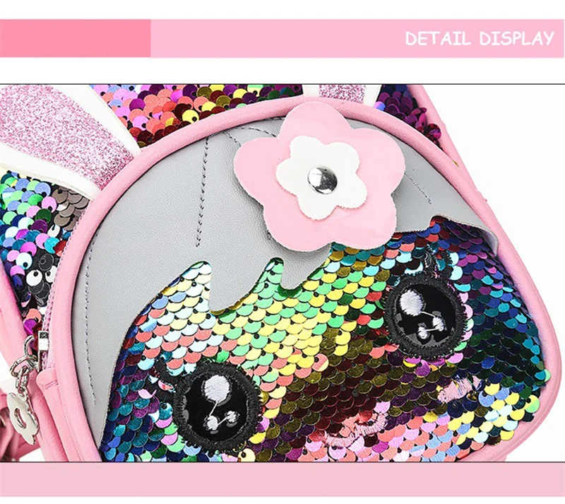 New Cute Kids Toddler Girls Sequin Rabbit Schoolbag Backpack Shoulder Bag Satchel Children Cartoon Backpacks 7 Colors