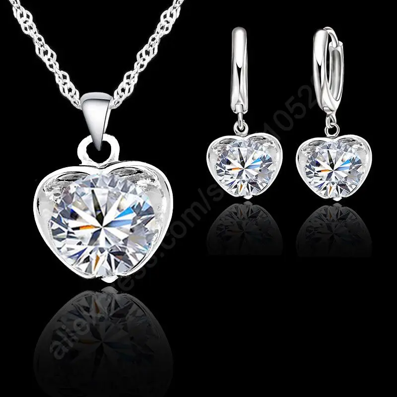 Shinning CZ Women Jewelry Sets 925 Sterling Silver Cubic Zircon Apple Pendant Necklace Hoop Earrings | Украшения и аксессуары