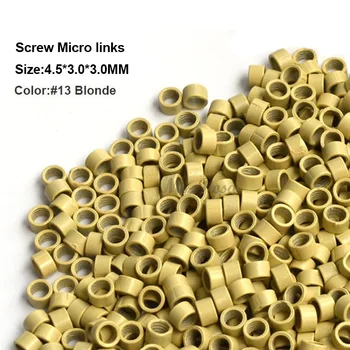 

Screw Micro Rings 4.5*3.0*3.0MM 1000Pcs/Bottle #6 Medium Blonde Micro Bead Tool Kit Hair Extension Ring