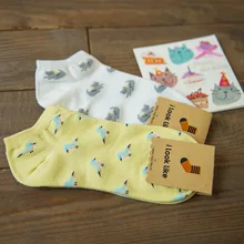 1 пара/лот; Летние Стильные хлопковые носки с милым рисунком кота и птицы для женщин; носки для девочек; модные тапочки для женщин; Meias