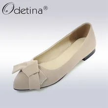 Odetina/Новые Модные балетки на плоской подошве для женщин, милый бантик, обувь с закрытым острым носком, повседневная обувь без шнуровки, летняя обувь, большие размеры 33-46