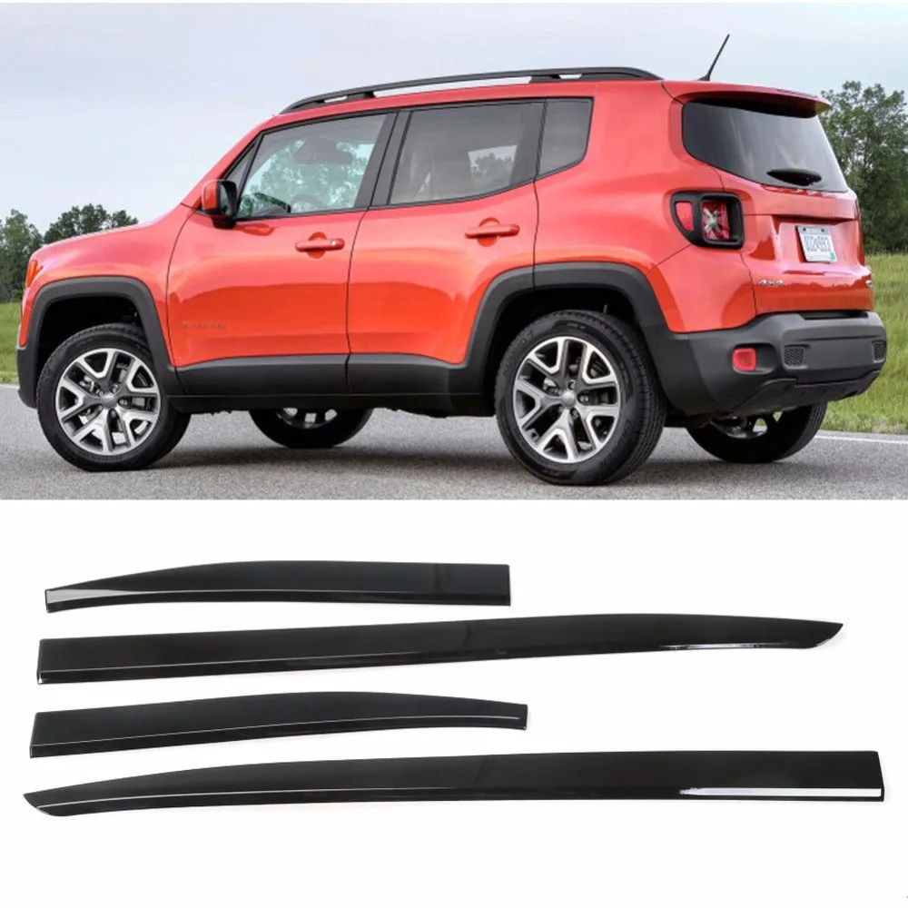 4x ABS Body Side Door Protector Cover Trim Molding For Jeep Renegade 2015-2018